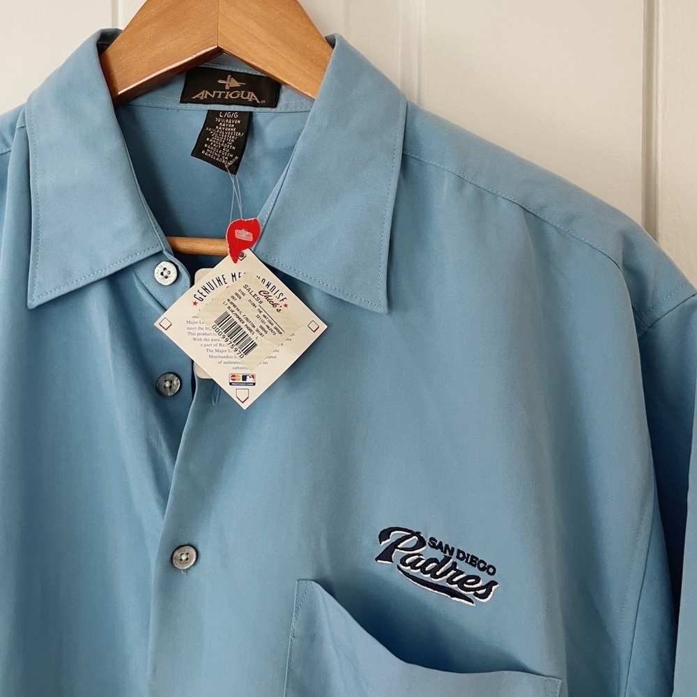 San Diego Padres Antigua NWT Blue Button-Up Shirt Embroidered MLB 2006 Men's L